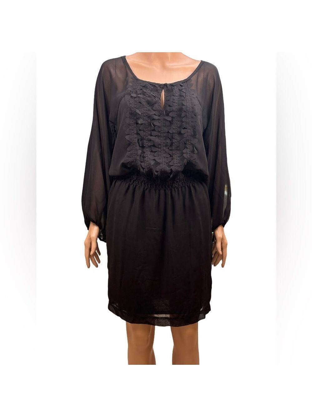 Max Studio Specialty Chic Black Long Sleeve Dress Medium